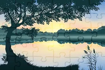 Sunset Mirrored in Lake jigsaw puzzle