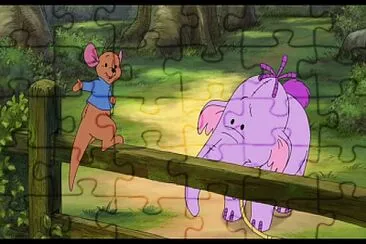 lumpy heffalump and roo on gate jigsaw puzzle