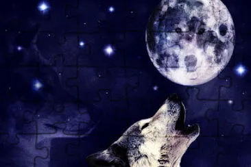 Loup hurlant à la lune jigsaw puzzle